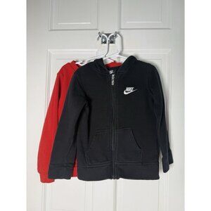 Nike Boys Lot Of 2 Sweatshirts Black Full Zip & Red Crewneck Pullover Side 4 XS